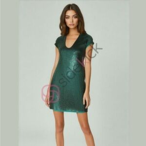 Carmen Marc Valvo Shimmering Green Mini Dress